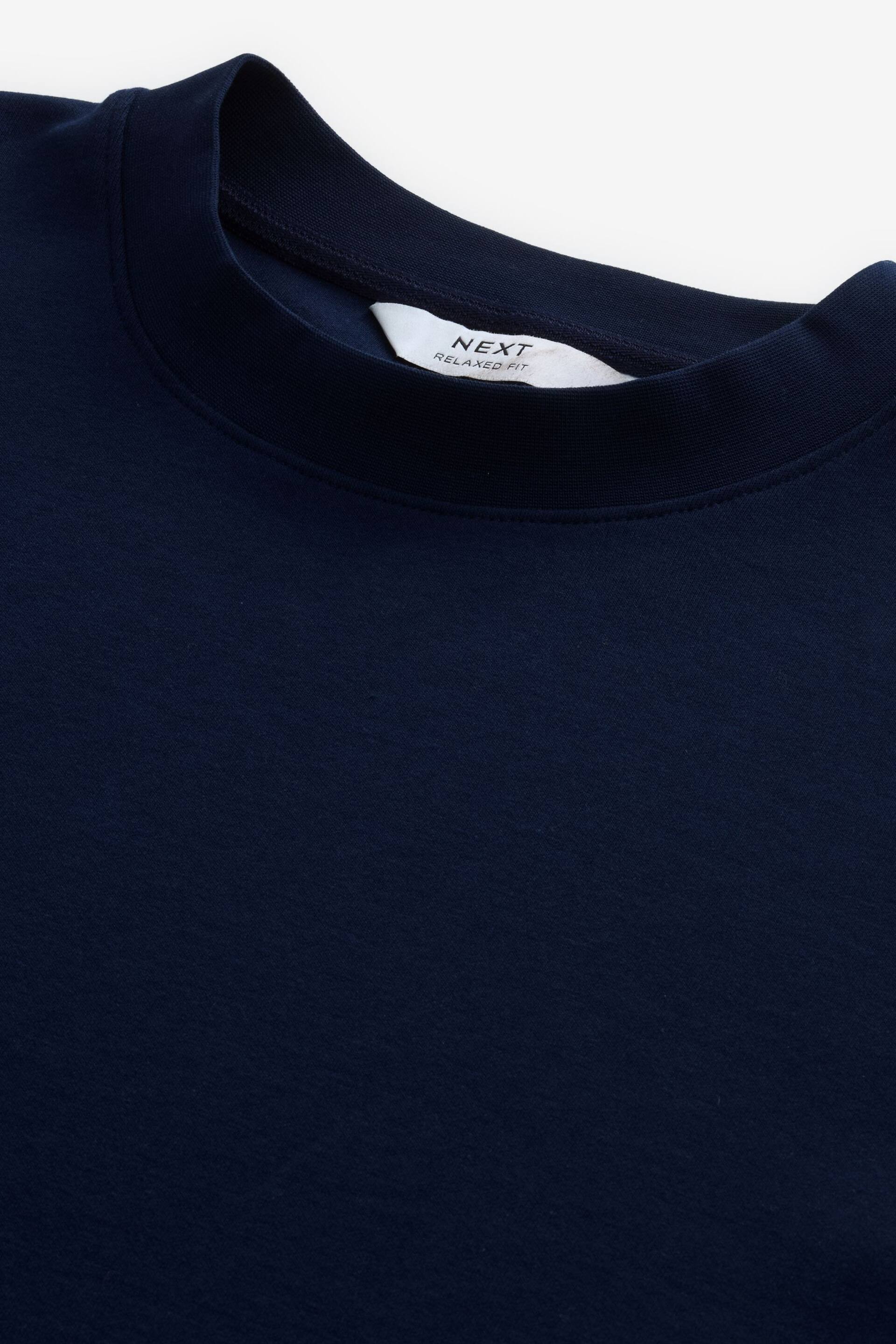 Navy Blue Relaxed Fit Soft Touch Heavyweight T-Shirt - Image 6 of 7