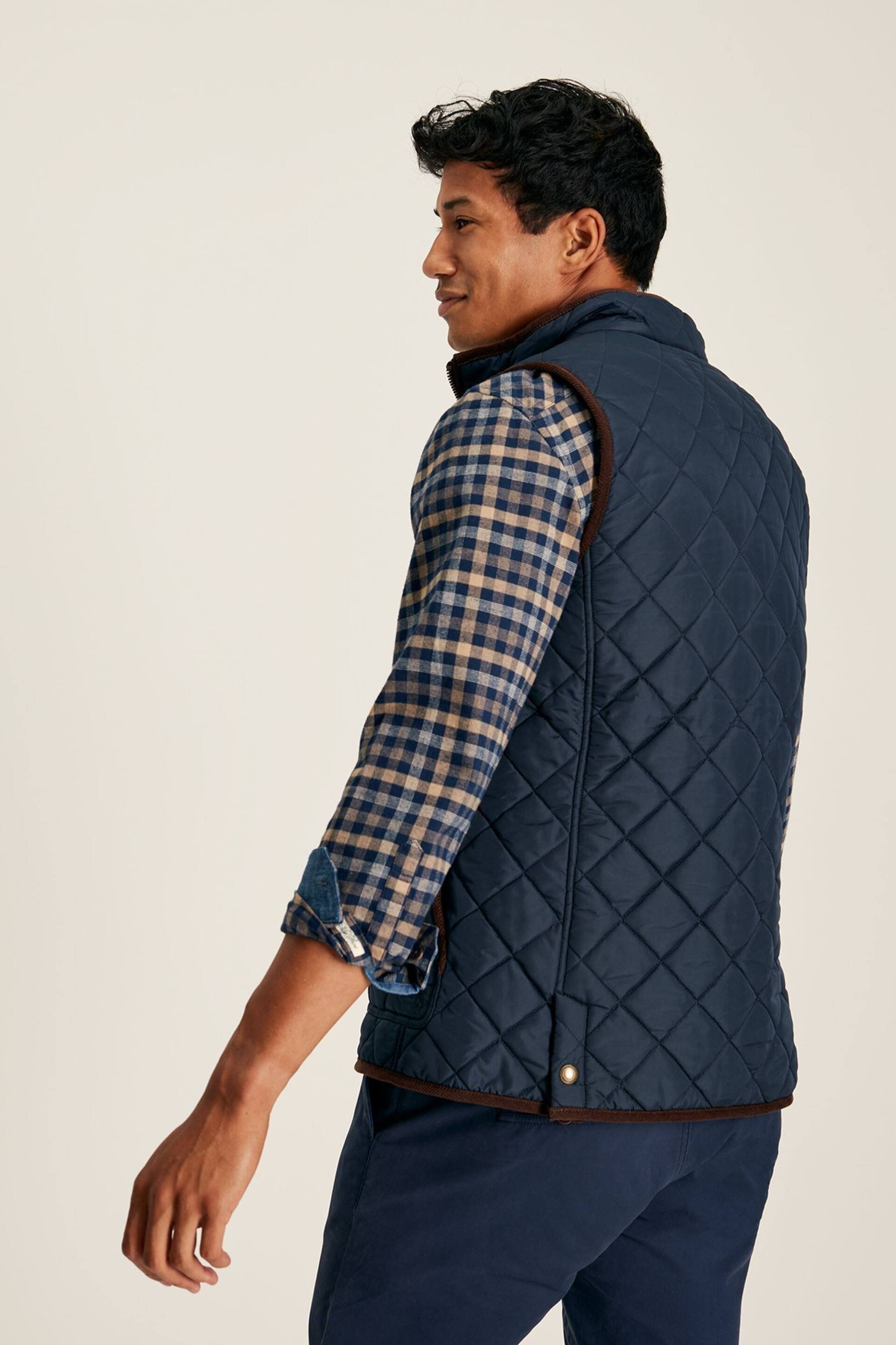 Joules Maynard Navy Blue Diamond Quilted Gilet - Image 2 of 7