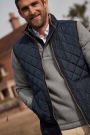 Joules Maynard Navy Blue Diamond Quilted Gilet - Image 5 of 7