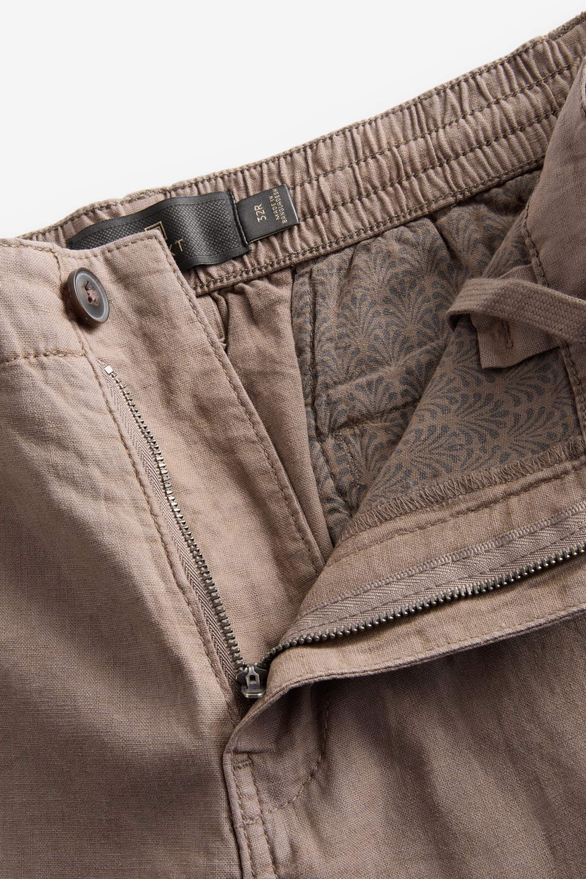 Brown Linen Blend Chino Shorts - Image 3 of 4