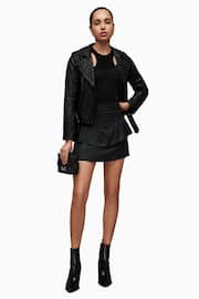AllSaints Black Andy Coated Denim Skirt - Image 3 of 6