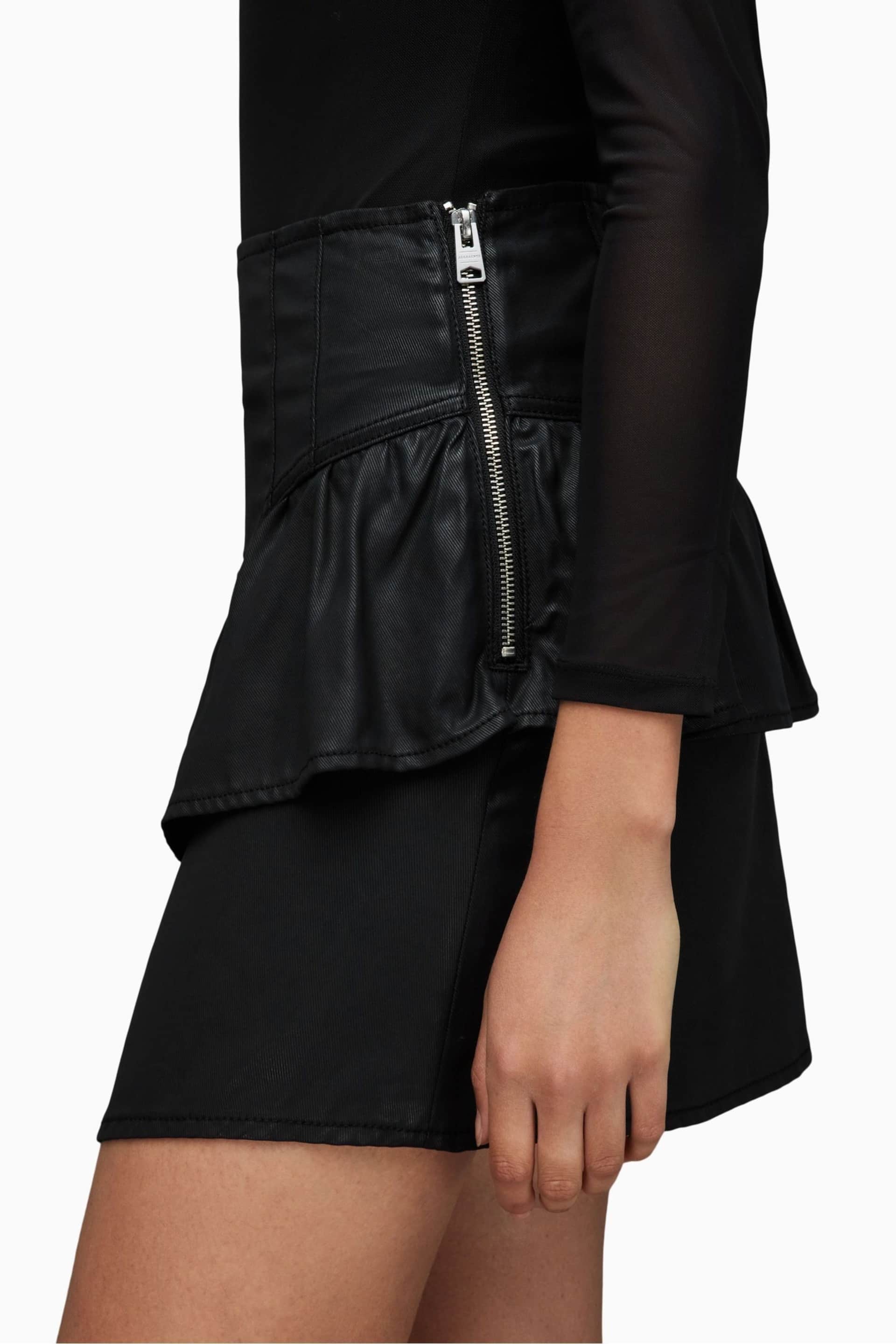 AllSaints Black Andy Coated Denim Skirt - Image 5 of 6