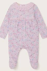 Monsoon Pink Newborn Ditsy Quilted Sleepsuit - Image 1 of 3