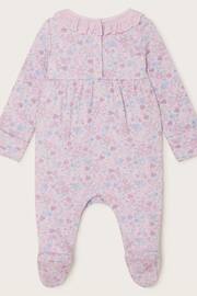 Monsoon Pink Newborn Ditsy Quilted Sleepsuit - Image 2 of 3