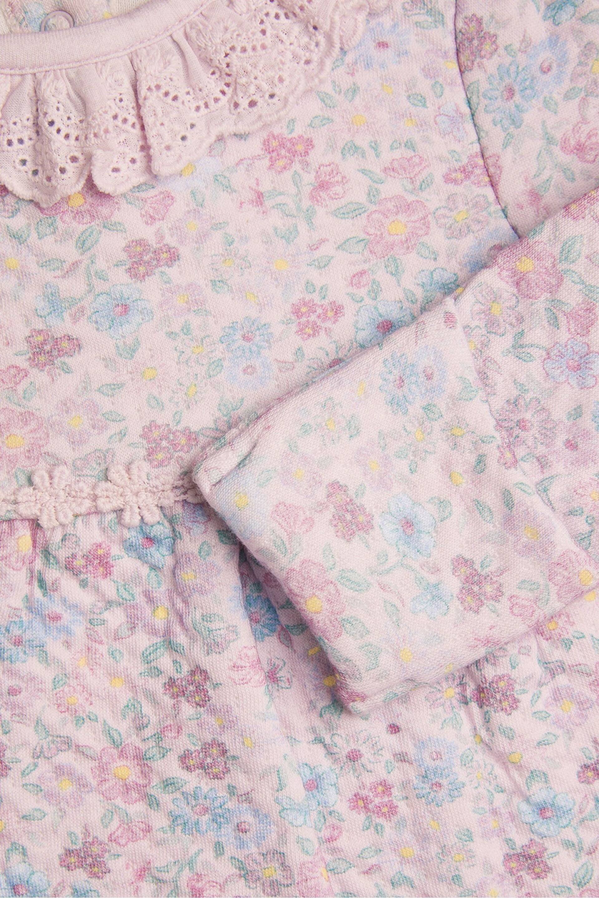 Monsoon Pink Newborn Ditsy Quilted Sleepsuit - Image 3 of 3