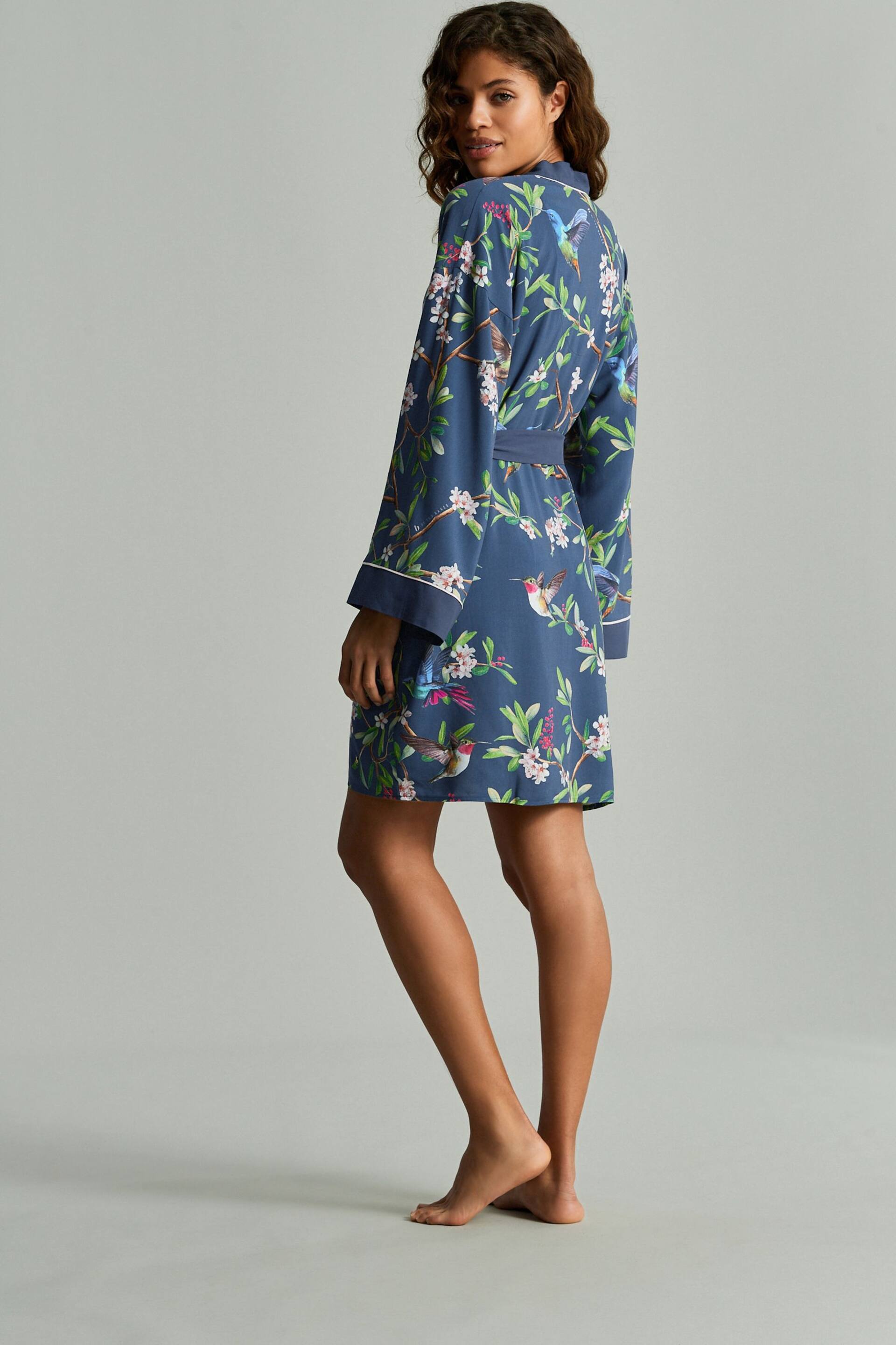 B by Ted Baker Charcoal Navy Bird Viscose Robe - Image 7 of 12