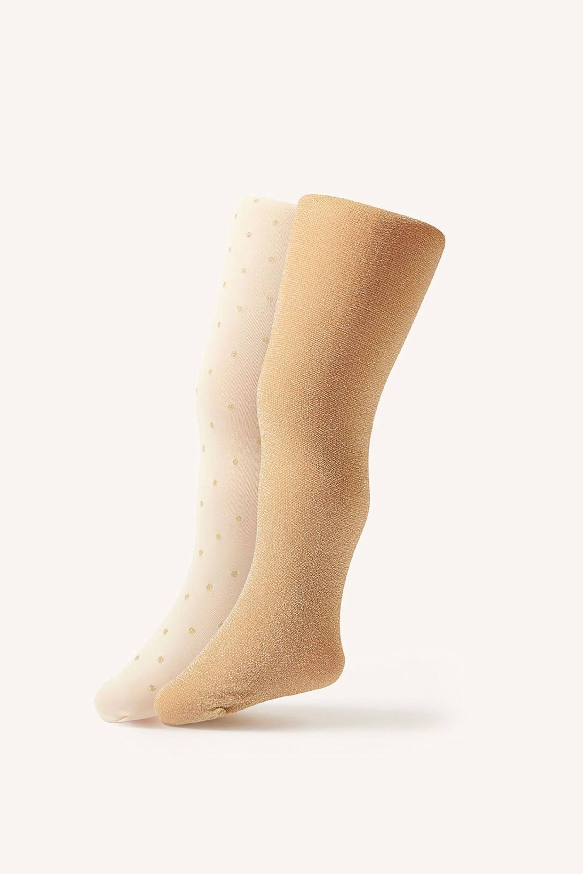 Monsoon Gold Baby Sparkle Tights 2 Pack - Image 1 of 3