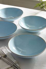 Set of 4 Teal Blue Large Pasta Bowls - Image 1 of 5
