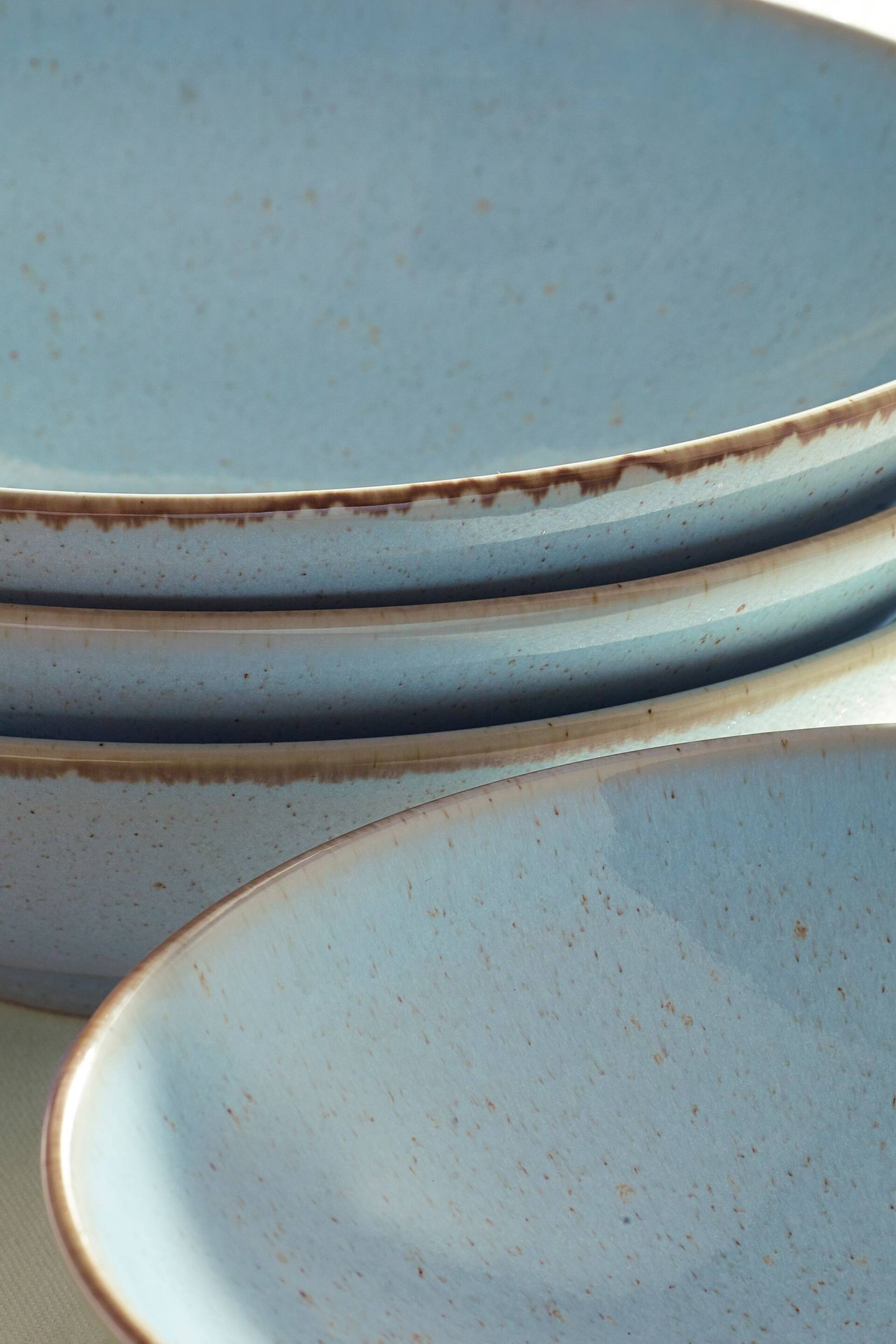 Set of 4 Teal Blue Large Pasta Bowls - Image 4 of 5