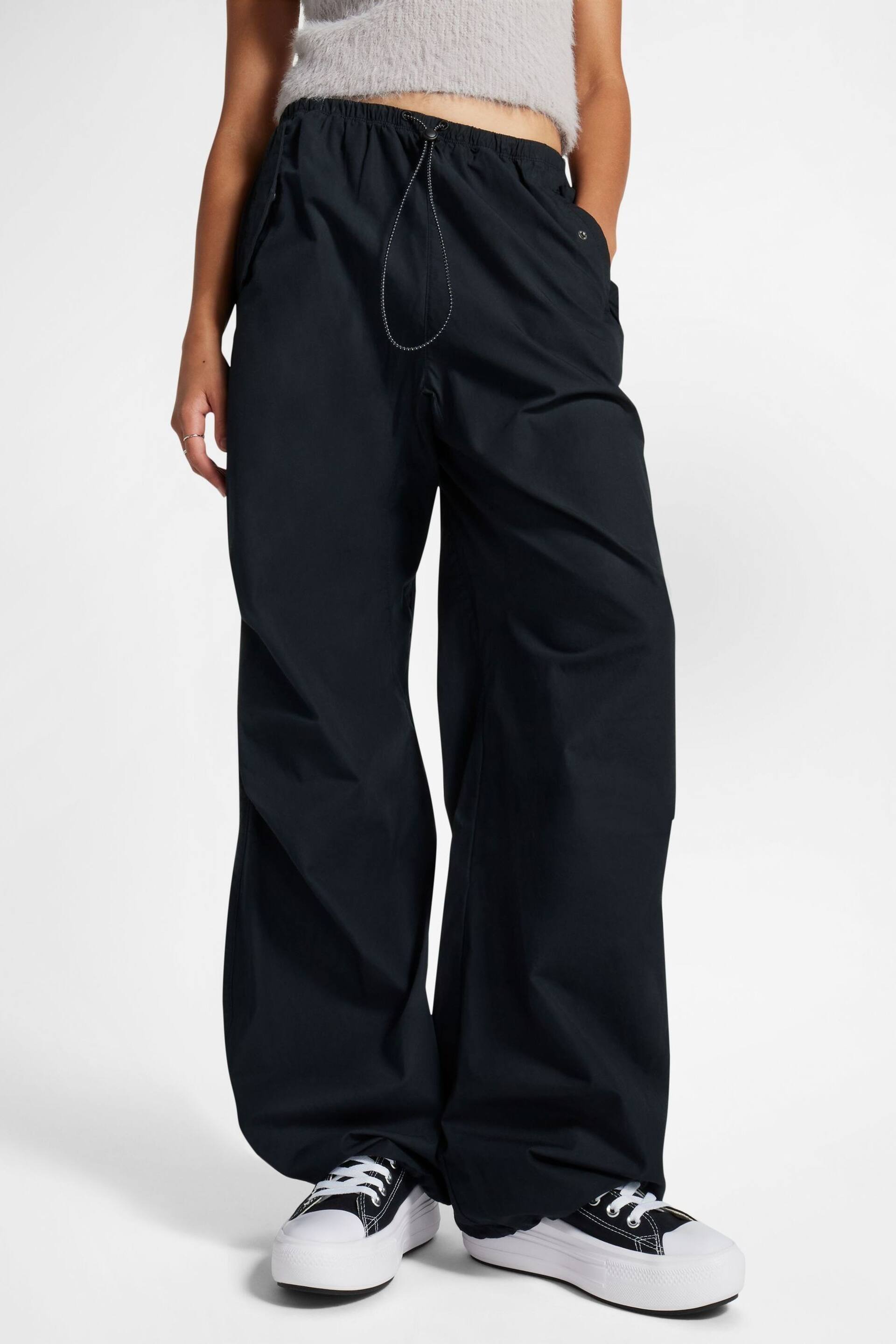 Converse Black Parachute Wide Leg Trousers - Image 1 of 2