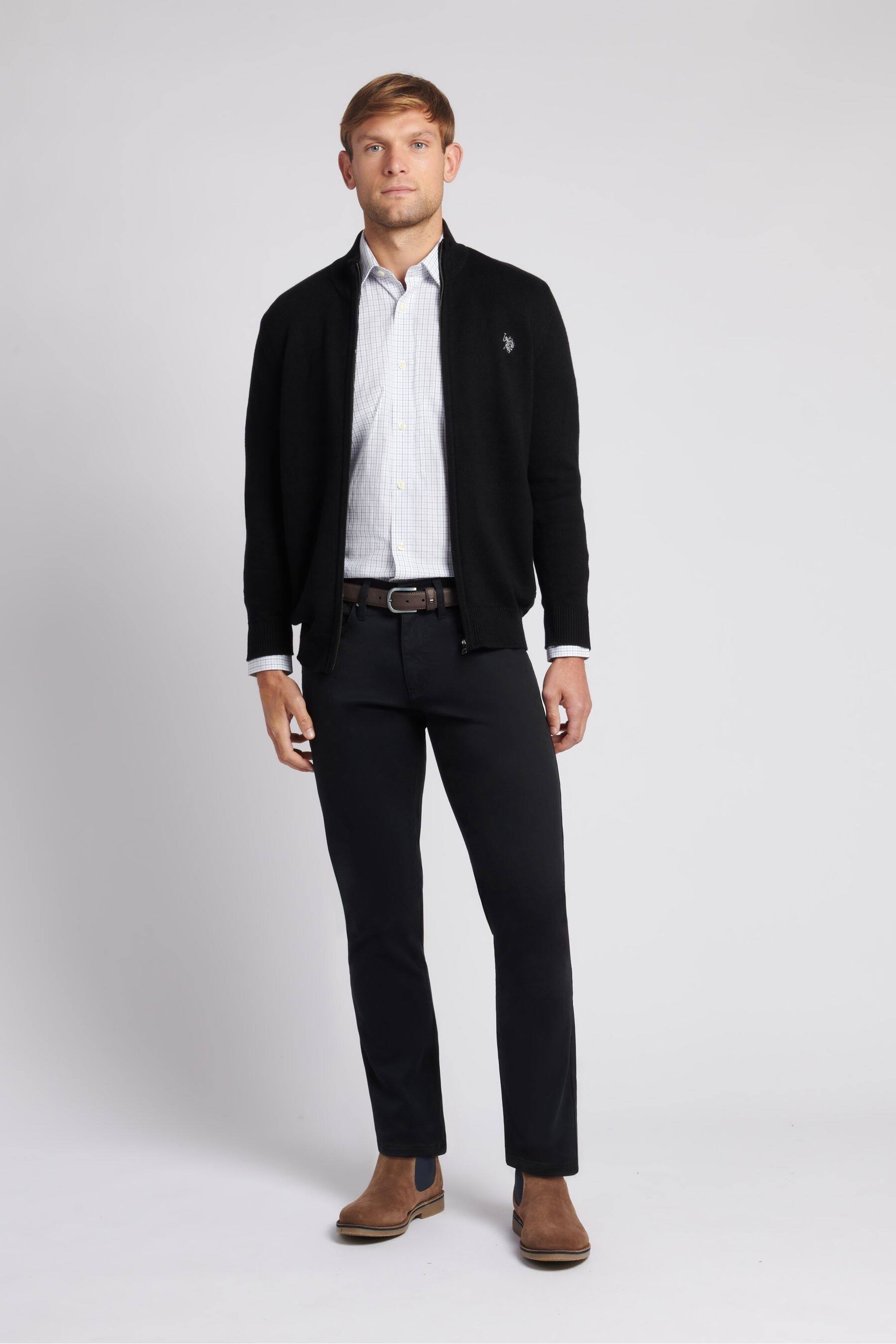 Buy U.S. Polo Assn. Black Knitted Mens Cardigan from Next Peru