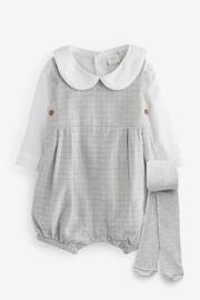 Grey Checked Smart Baby Romper, Bodysuit And Tights 3 Piece Set (0mths-2yrs) - Image 1 of 6