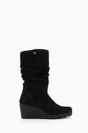 Dune London Black Ruched Tasha Wedge Comfort Boots - Image 1 of 5