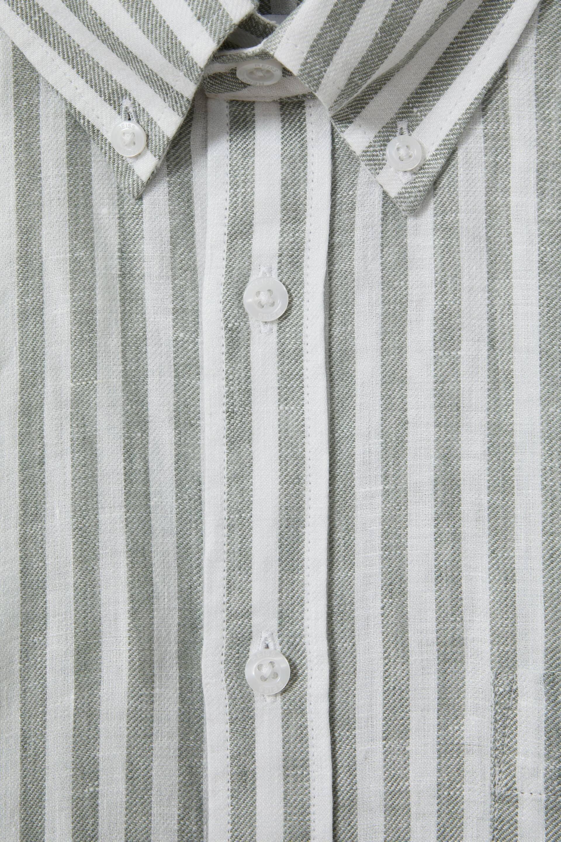 Reiss Sage Bengal Stripe Queens Linen Button-Down Collar Shirt - Image 6 of 6