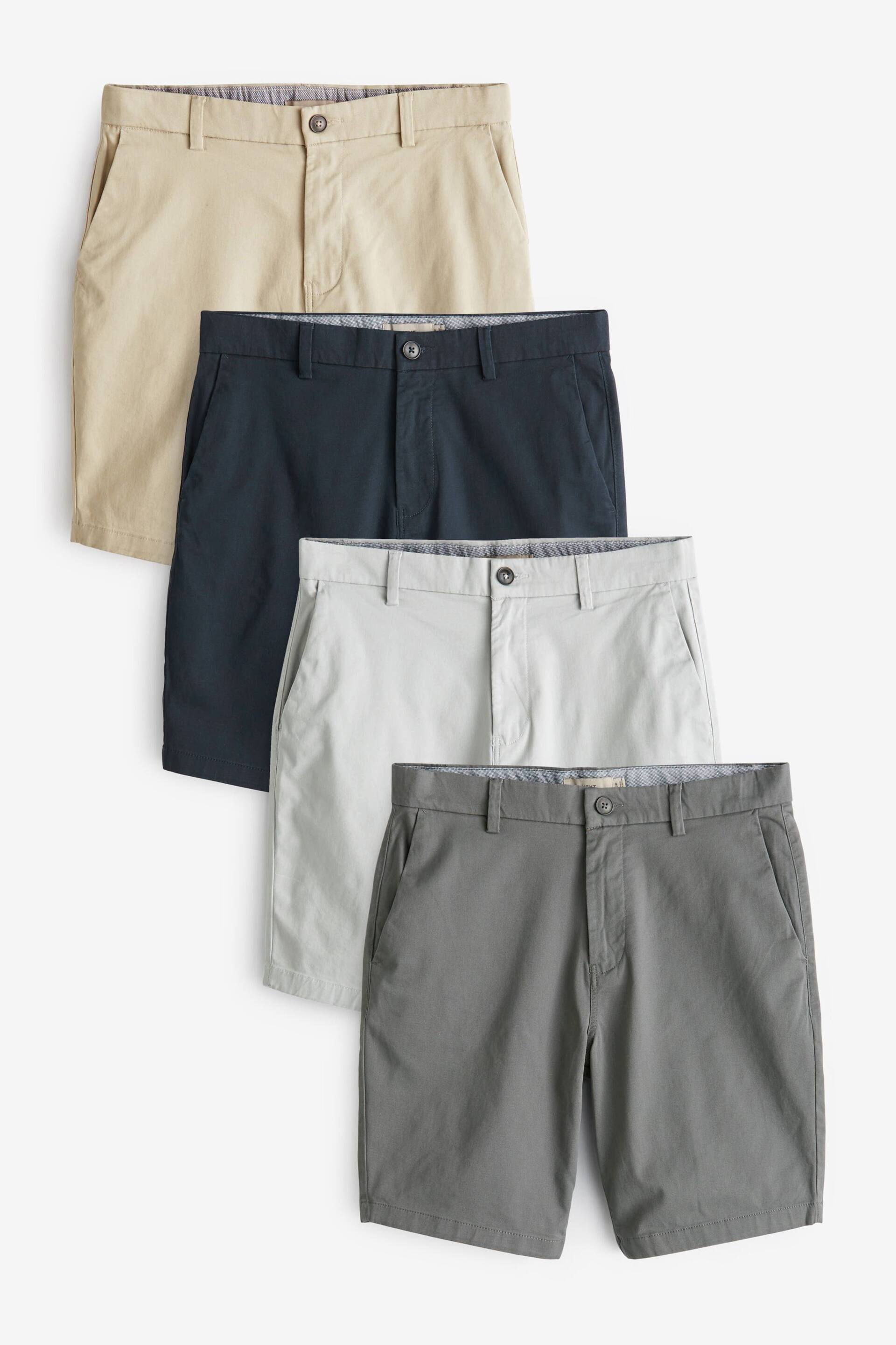 Multi Straight Fit Stretch Chino Shorts 4 Pack - Image 1 of 11