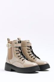 River Island Brown Lace Up Buckle Boots - Image 2 of 6