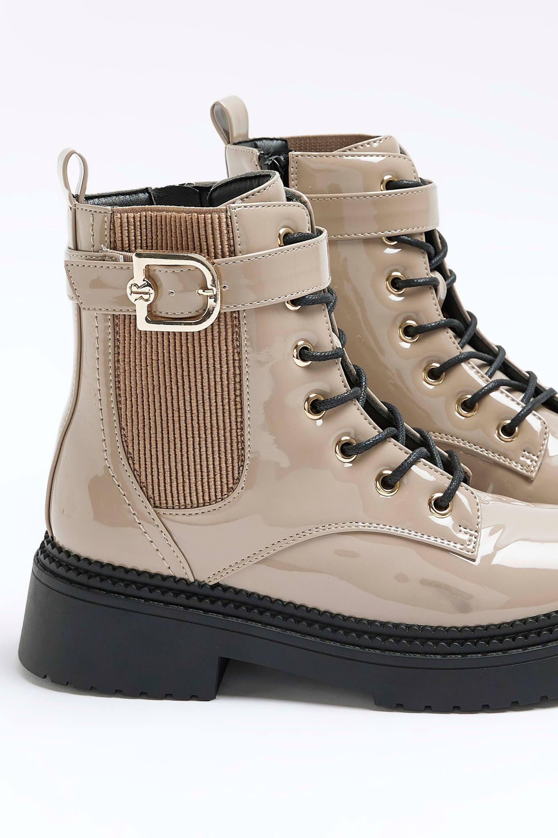 River Island Brown Lace Up Buckle Boots - Image 4 of 6