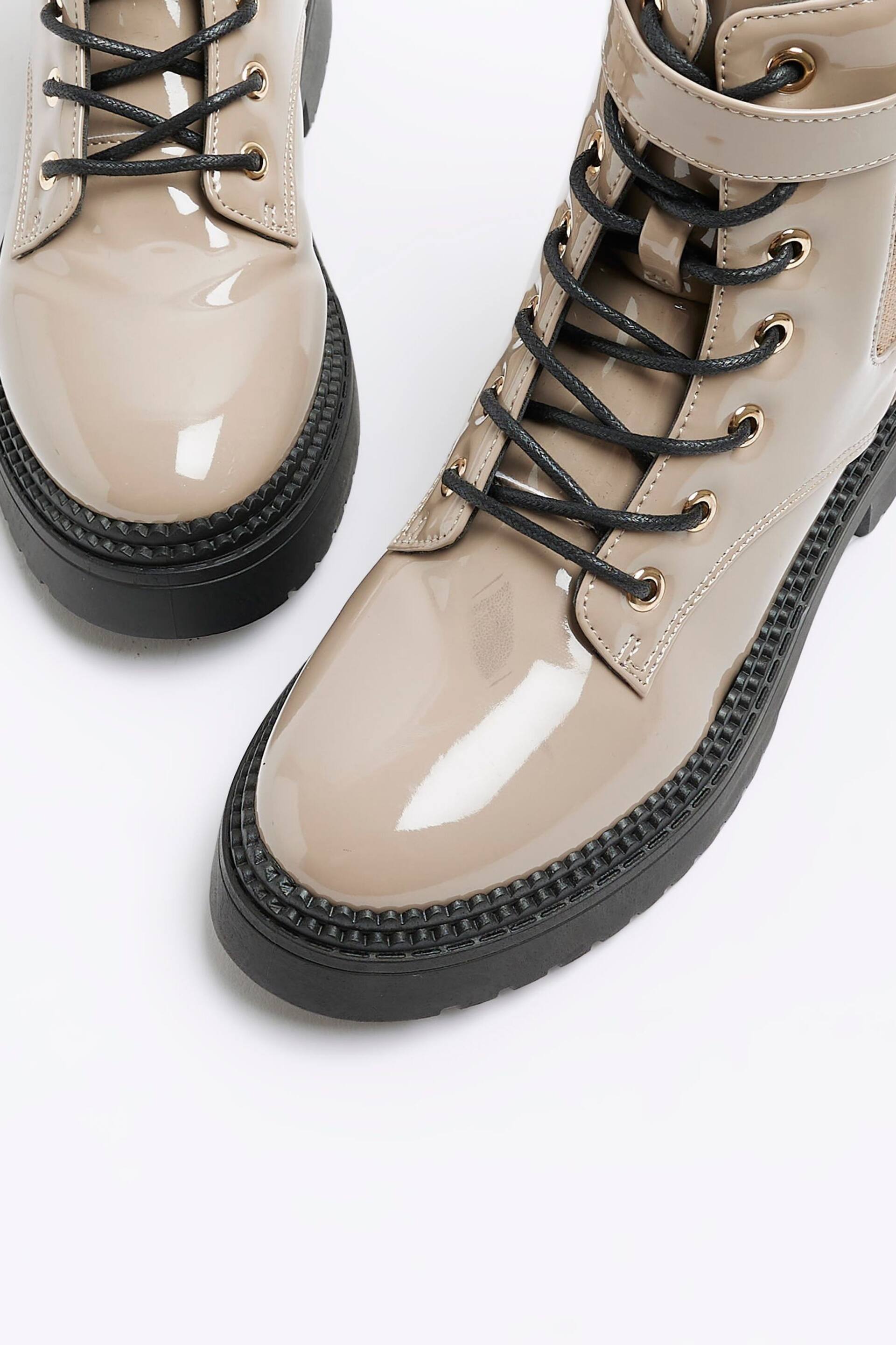 River Island Brown Lace Up Buckle Boots - Image 5 of 6