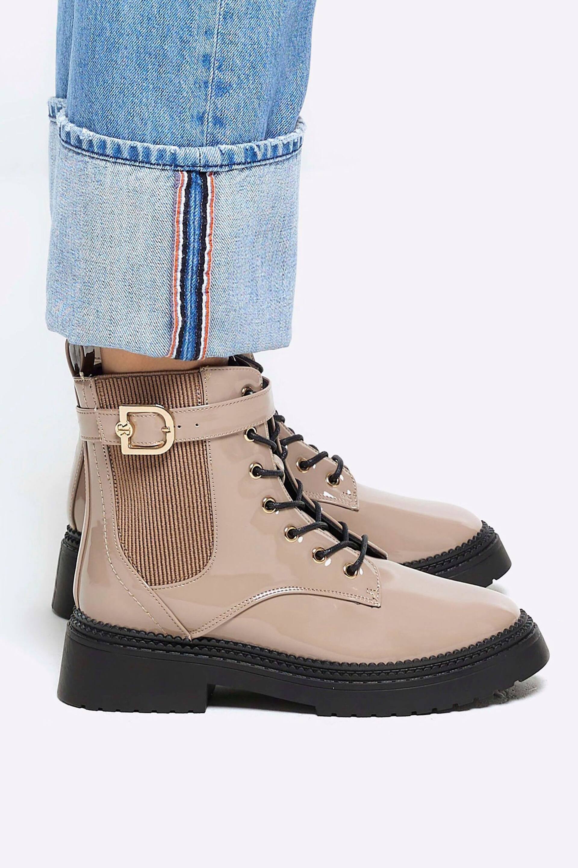 River Island Brown Lace Up Buckle Boots - Image 6 of 6