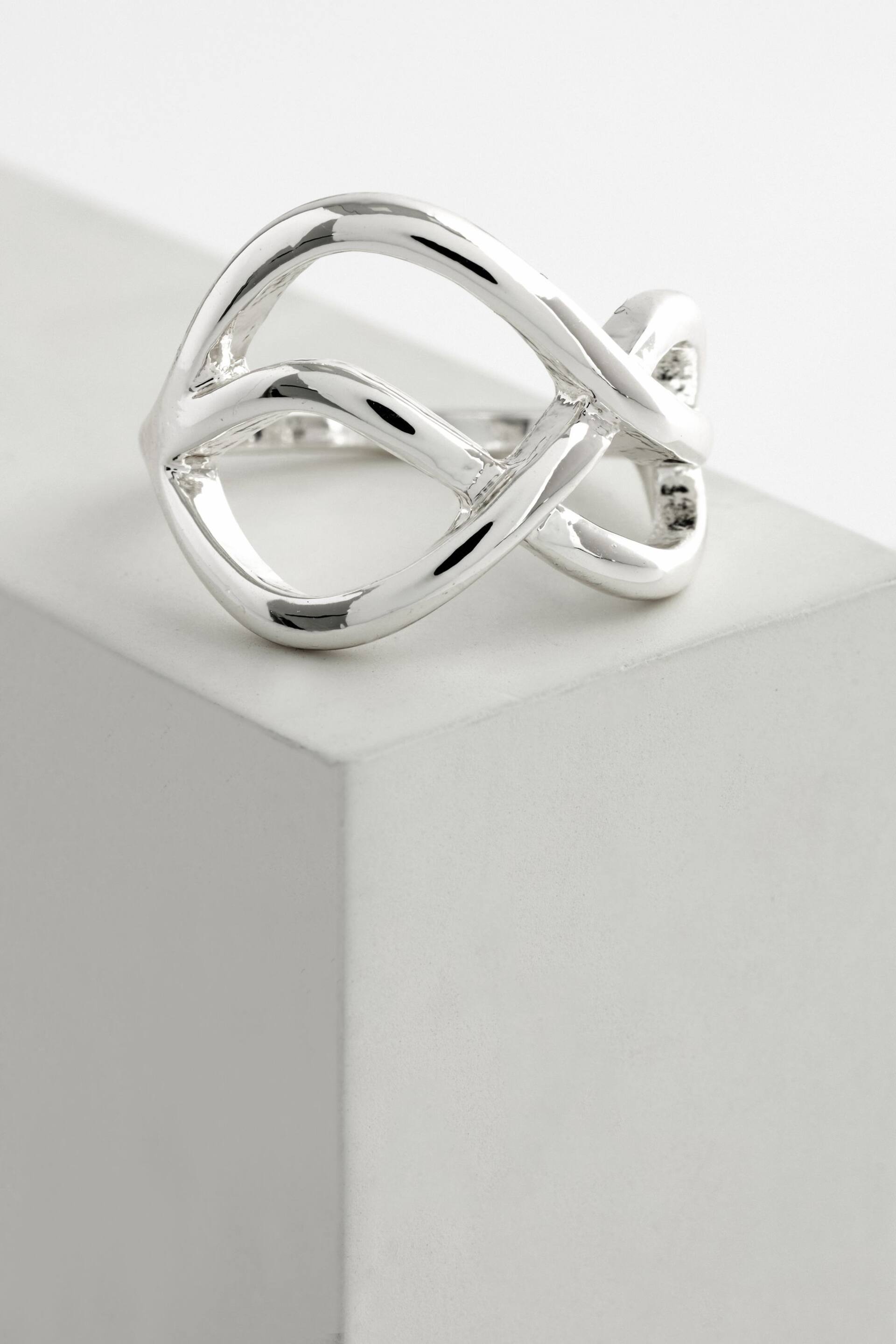 Silver Tone Twist Ring Made with Recycled Metal - Image 3 of 3
