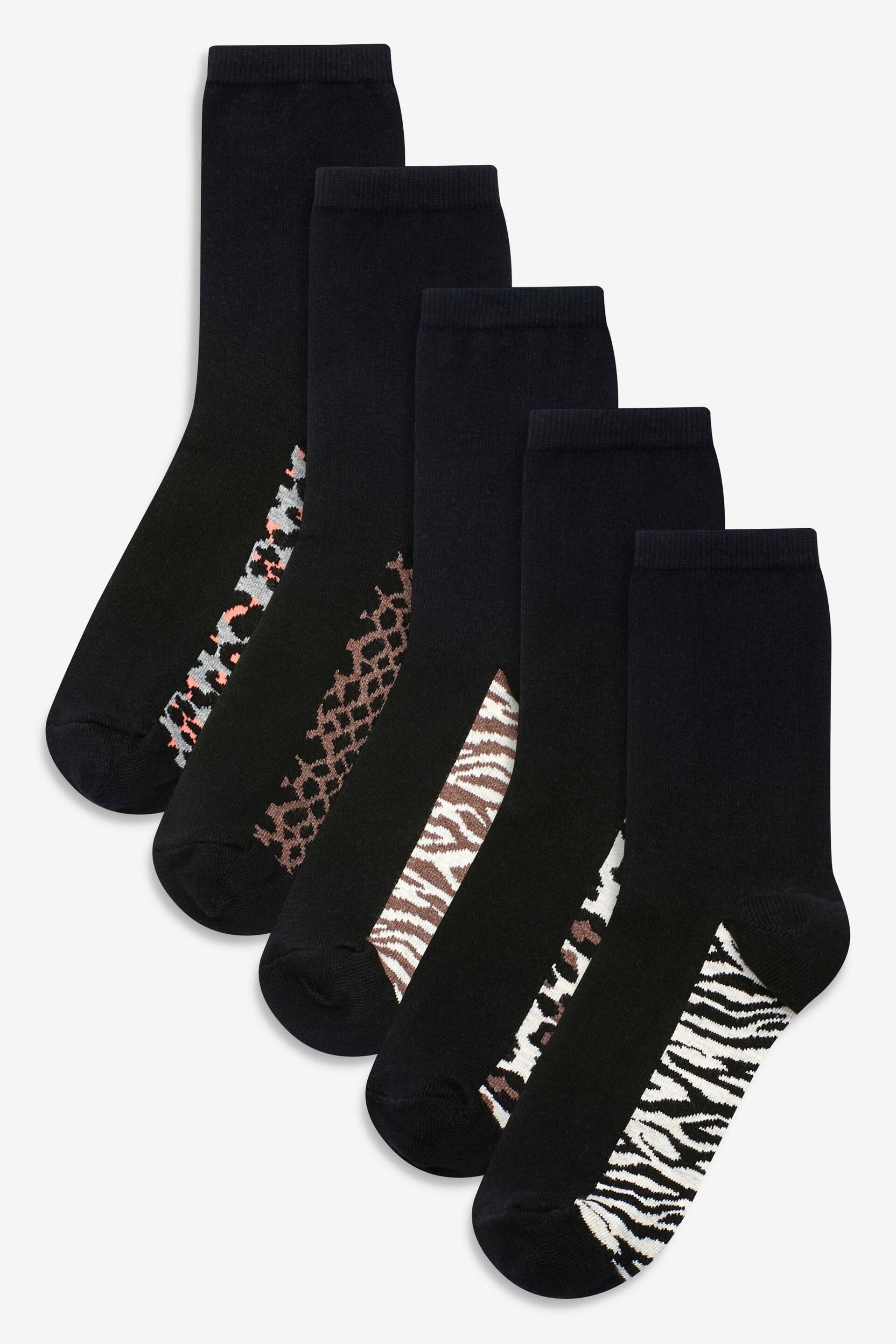 Neutral Animal Footbed Ankle Socks 5 Pack - Image 1 of 6