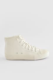 White Faux Fur Lined Standard Fit (F) Lace-Up High Top Trainers - Image 2 of 6