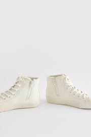White Faux Fur Lined Standard Fit (F) Lace-Up High Top Trainers - Image 3 of 6