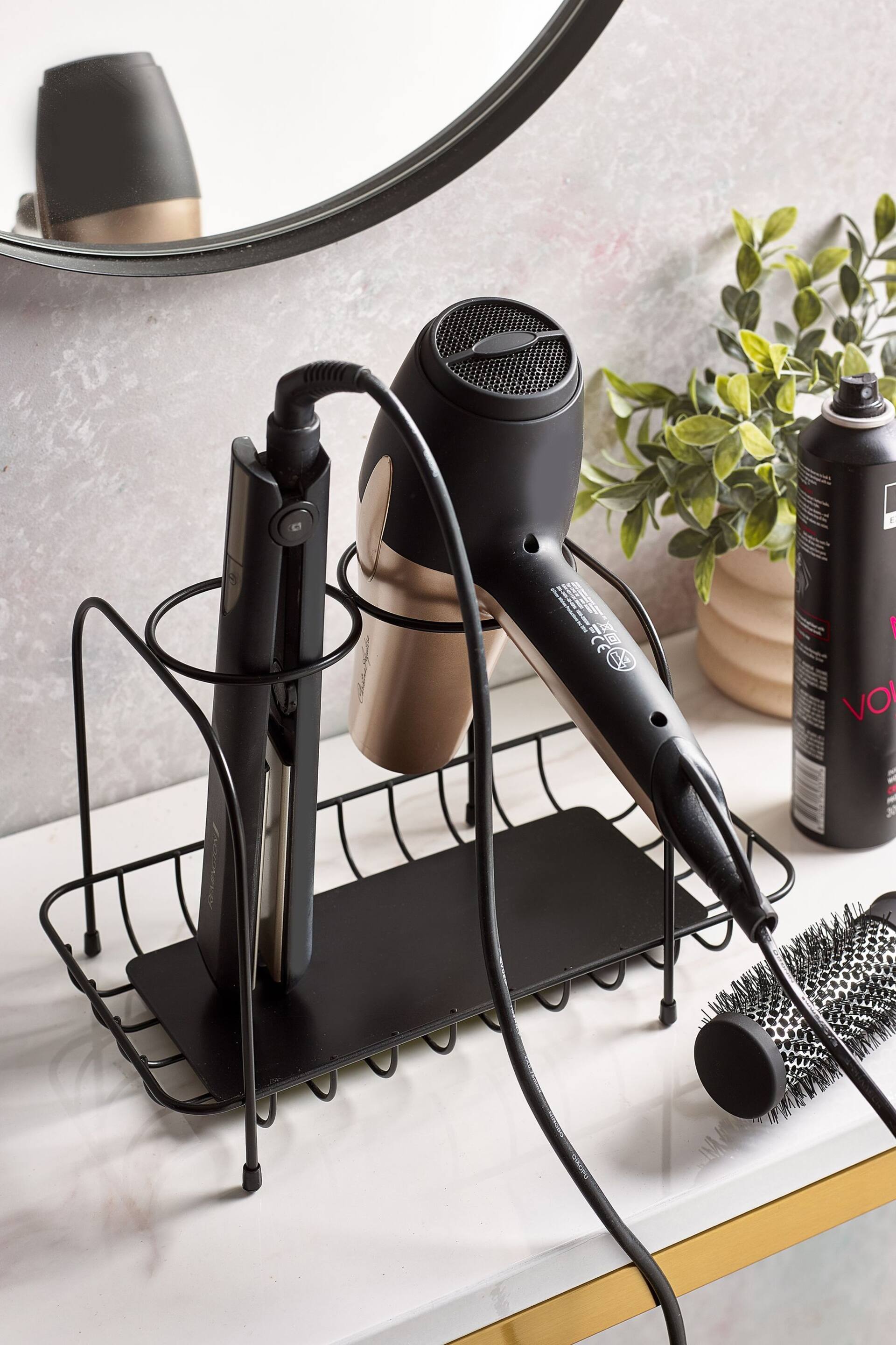 Black Hairdryer and Straighteners Holder - Image 1 of 3