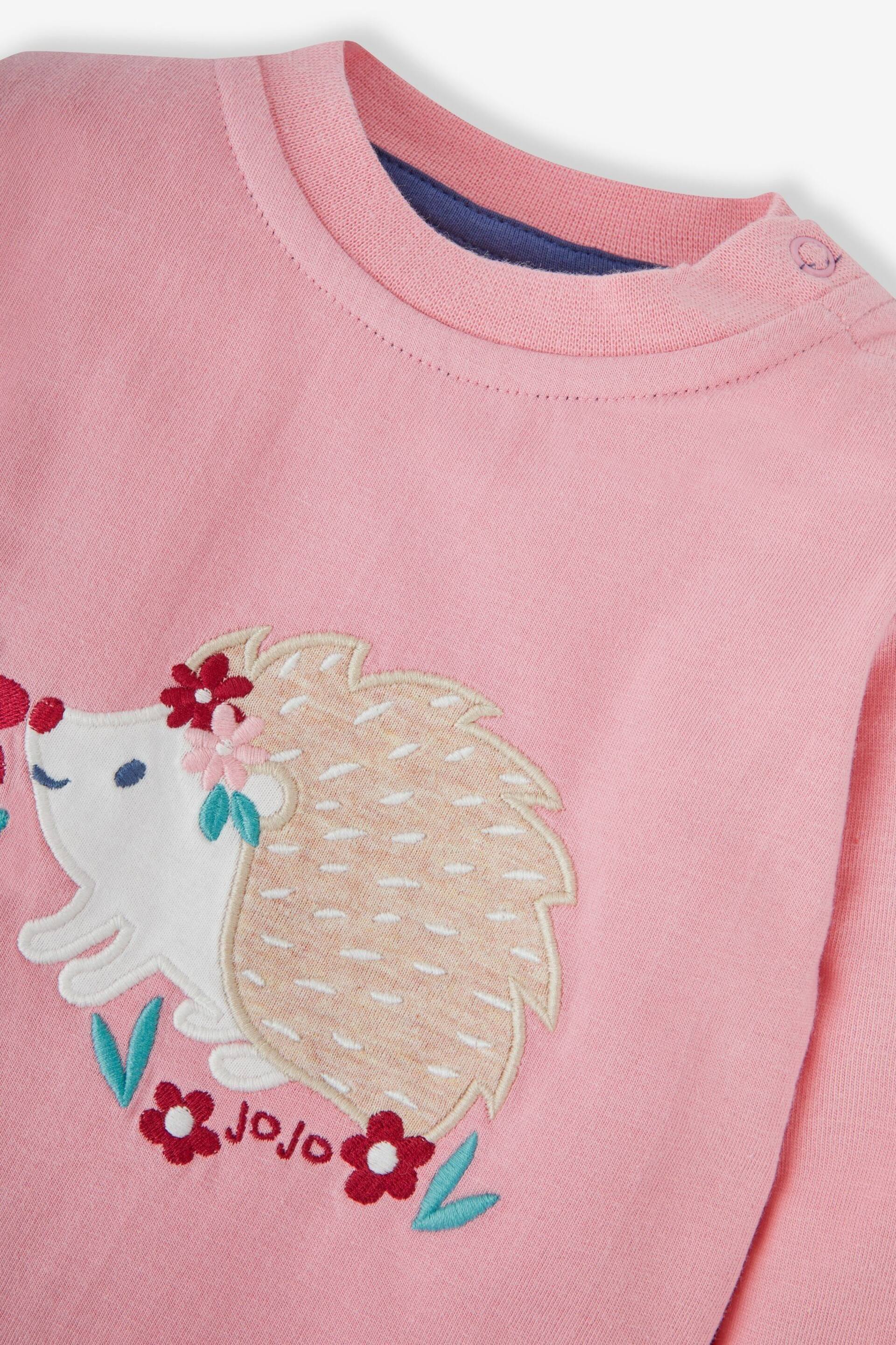 JoJo Maman Bébé Pink Hedgehog 2-Pack Appliqué & Stripe Baby Tops - Image 4 of 5