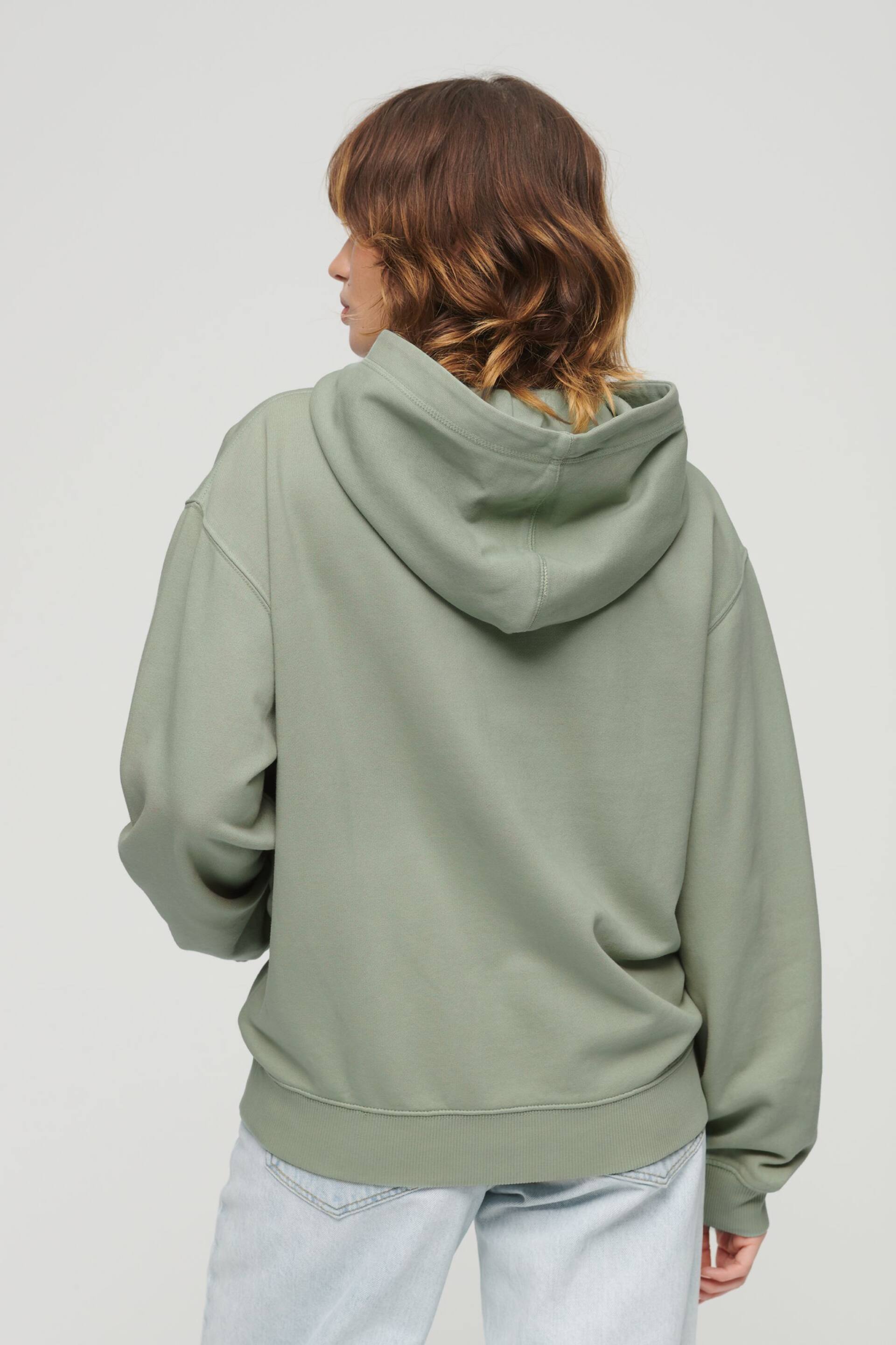 Superdry Green Micro Logo Embroided Loose Hoodie - Image 2 of 6