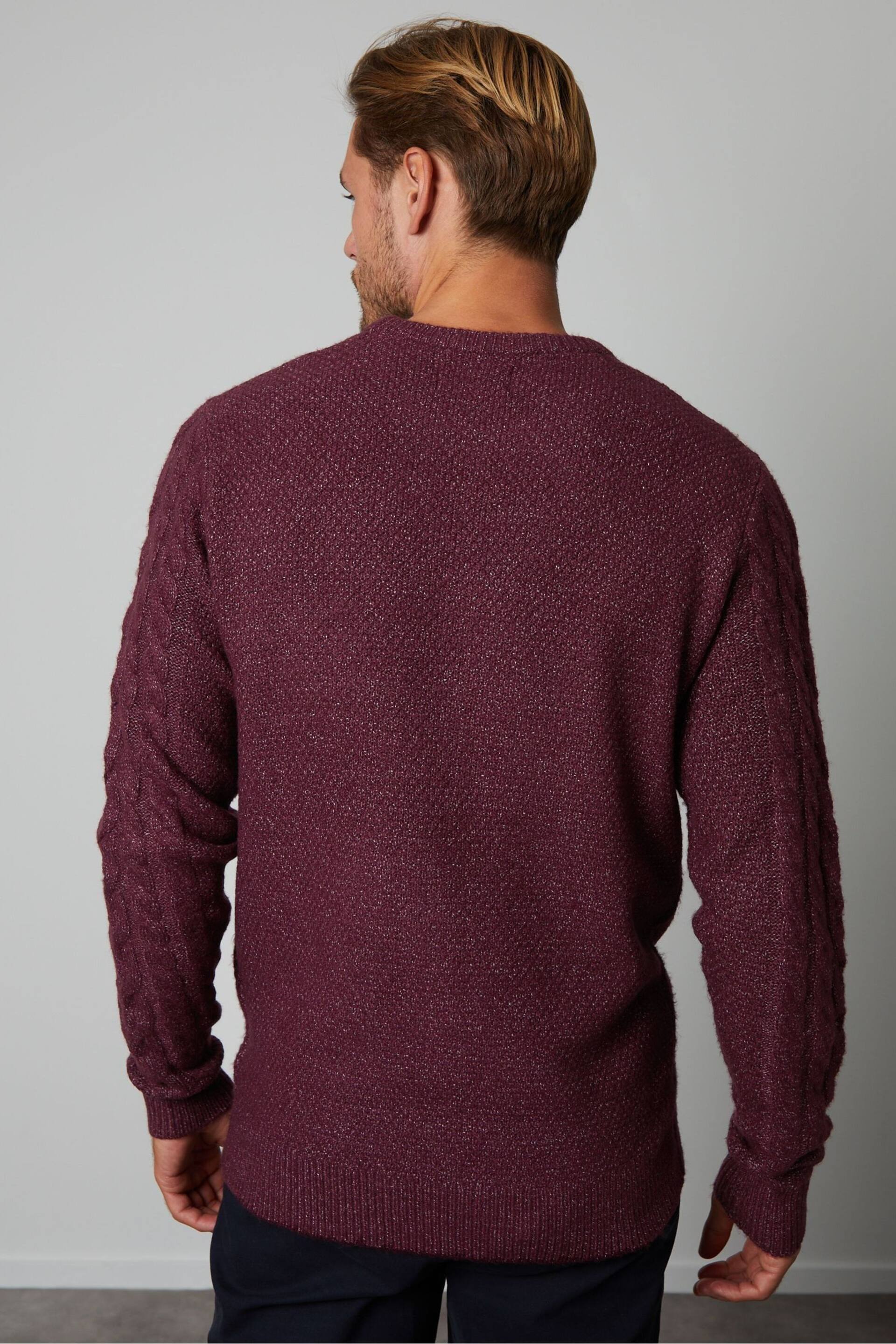 Threadbare Red Cable Knit Crew Neck Jumper - Image 2 of 4