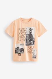 Peach Pink Photo Dino Short Sleeve Graphic T-Shirt (3-16yrs) - Image 1 of 3