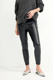 Black Maternity Seamed Skinny Faux Leather Trousers - Image 3 of 8