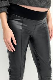 Black Maternity Seamed Skinny Faux Leather Trousers - Image 5 of 8