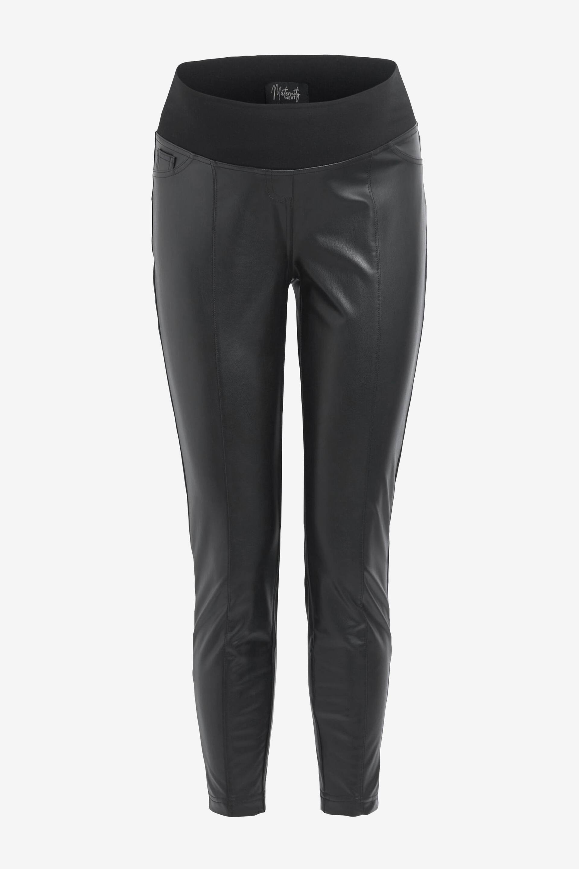 Black Maternity Seamed Skinny Faux Leather Trousers - Image 6 of 8