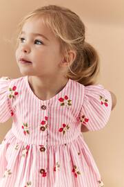 Pink Strawberry Stripe Cotton Button Up Dress (3mths-8yrs) - Image 4 of 7