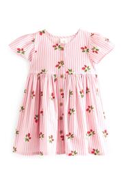 Pink Strawberry Stripe Cotton Button Up Dress (3mths-8yrs) - Image 5 of 7