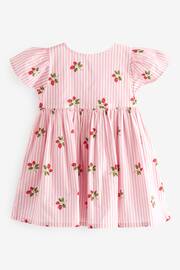 Pink Strawberry Stripe Cotton Button Up Dress (3mths-8yrs) - Image 6 of 7