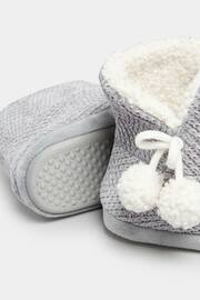 Yours Curve Grey Wide Fit Fluffy Chevron Boots Slippers - Image 4 of 5