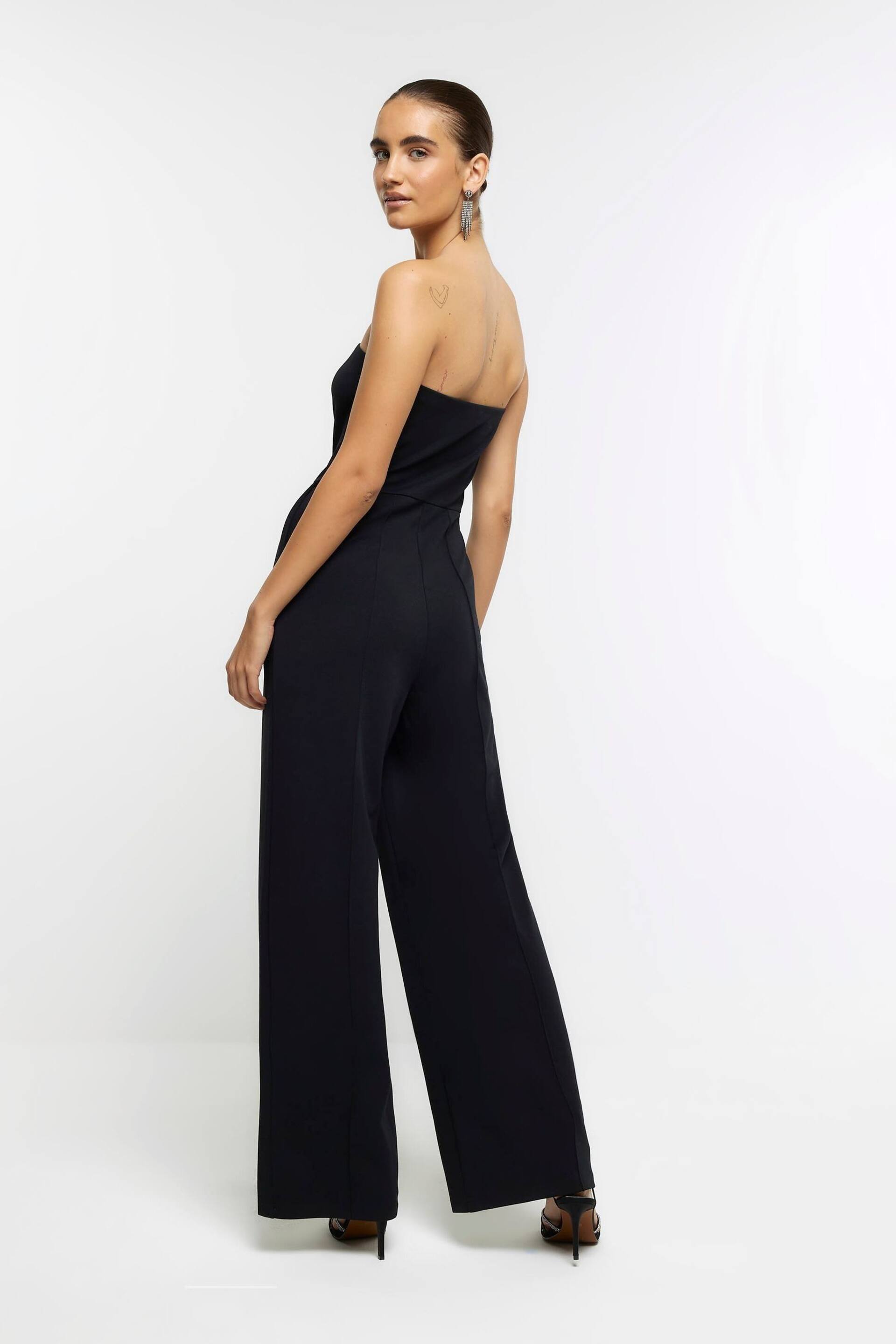 River Island Black Bardot Corset Jumpsuit - Image 2 of 4