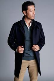 Charles Tyrwhitt Blue Pure Wool Funnel Neck Overcoat - Image 1 of 6