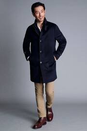 Charles Tyrwhitt Blue Pure Wool Funnel Neck Overcoat - Image 3 of 6