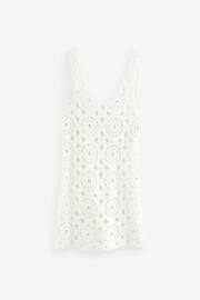 White Mini Crochet Cover-Up Dress - Image 6 of 7