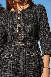 Sosandar Black Boucle Trim Button Detail Shift Dress - Image 4 of 4