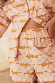 Pink/Cream Scion at Next Mr Fox Short Set Cotton Pyjamas - Image 5 of 10
