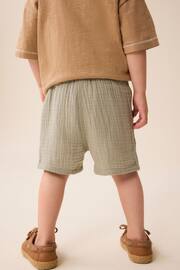 Sage Green Soft Textured Cotton Shorts (3mths-7yrs) - Image 3 of 7