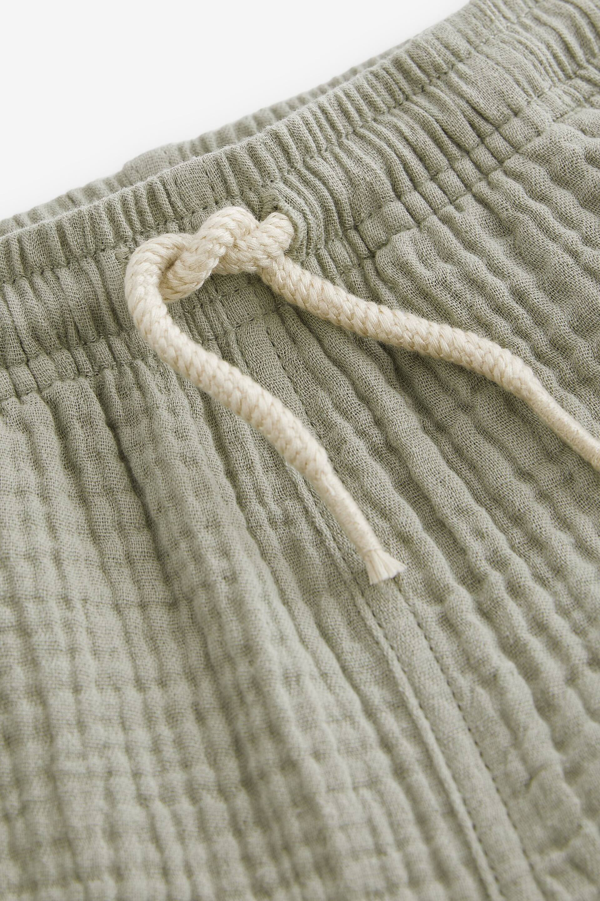 Sage Green Soft Textured Cotton Shorts (3mths-7yrs) - Image 7 of 7