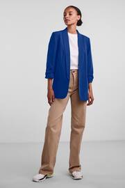 PIECES Blue Relaxed Ruched Sleeve Workwear Blazer - Image 2 of 6