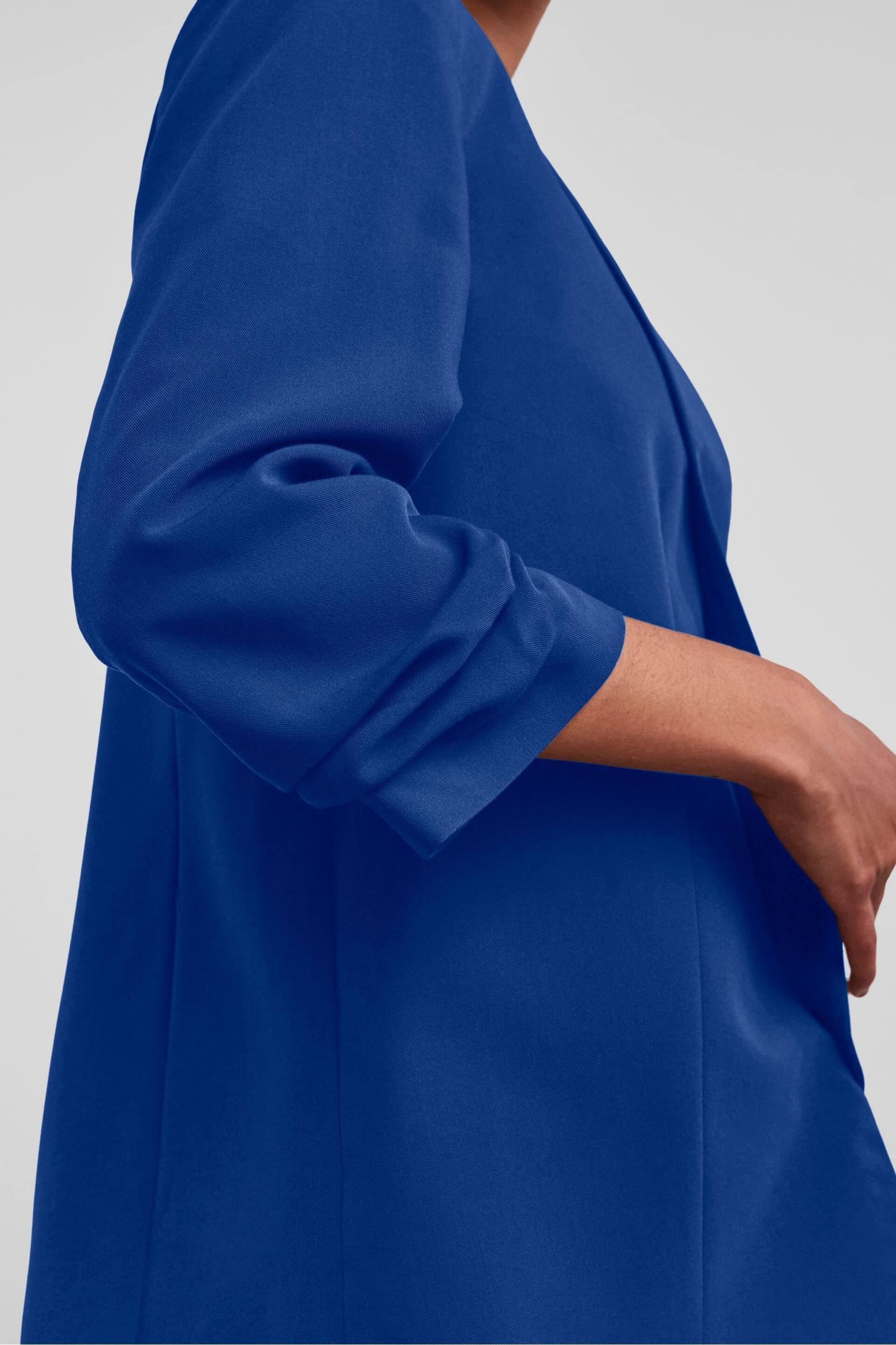 PIECES Blue Relaxed Ruched Sleeve Workwear Blazer - Image 4 of 6