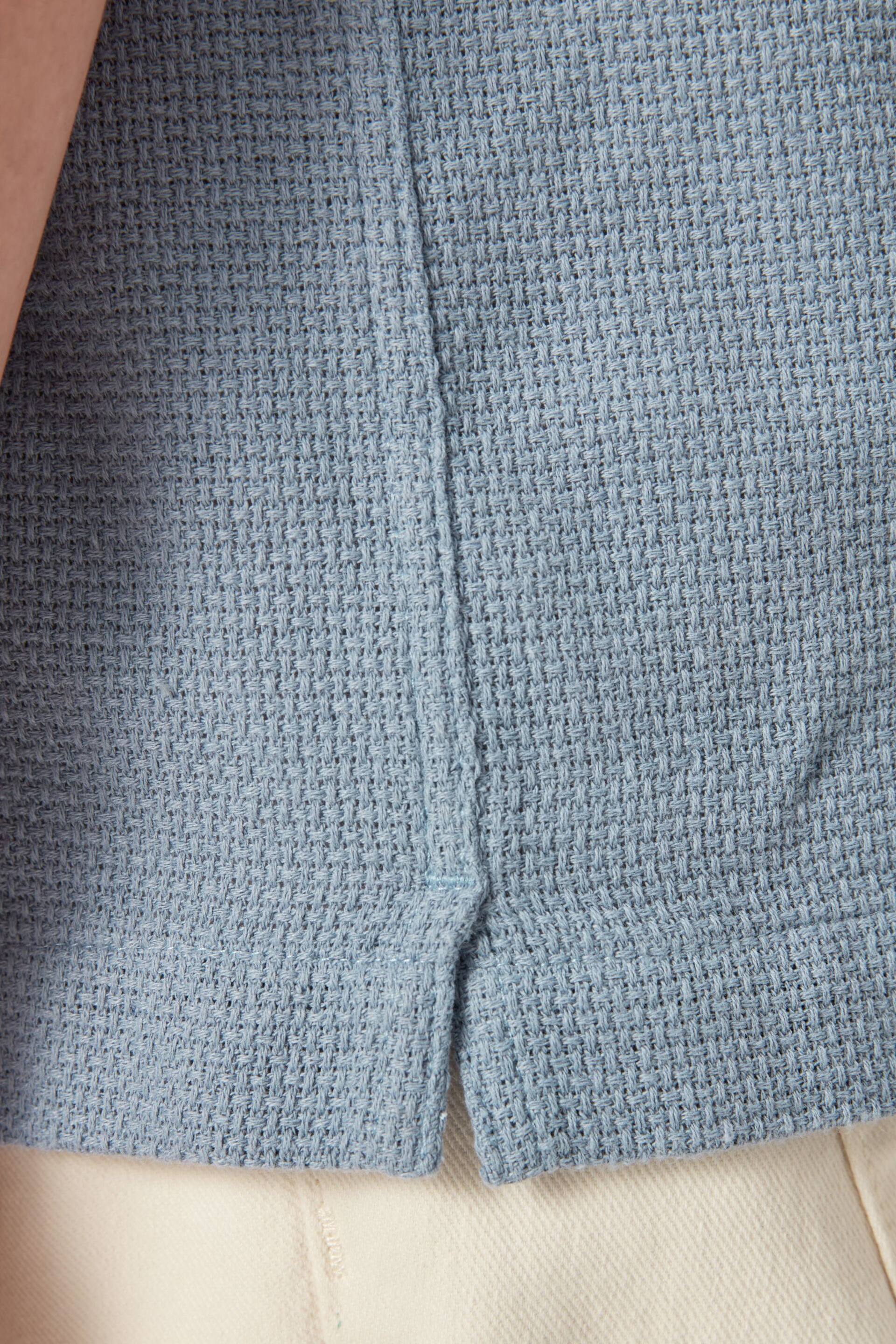 Blue Textured Short Sleeve Cuban Collar Shirt - Image 5 of 8
